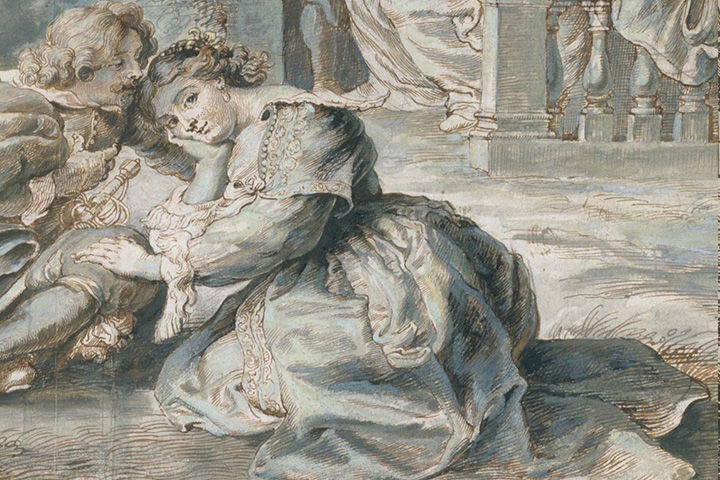 image showing a drawing of two young lovers by Peter Paul Rubens