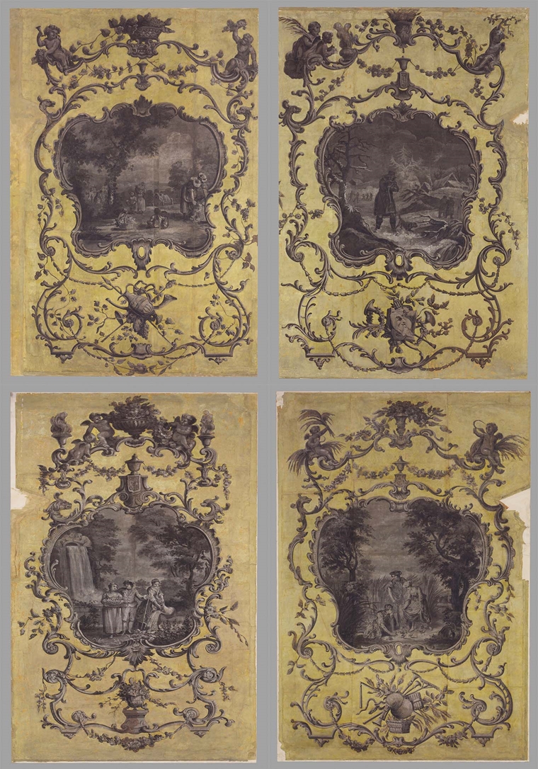 Four panels of wallpaper depicting the four seasons of the year.