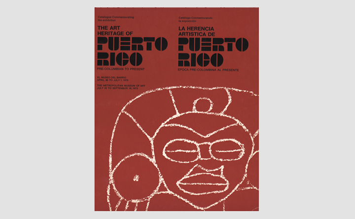 Red bookcover for publication titled "The Art Heritage of Puerto Rico: PreColumbian to the Present"