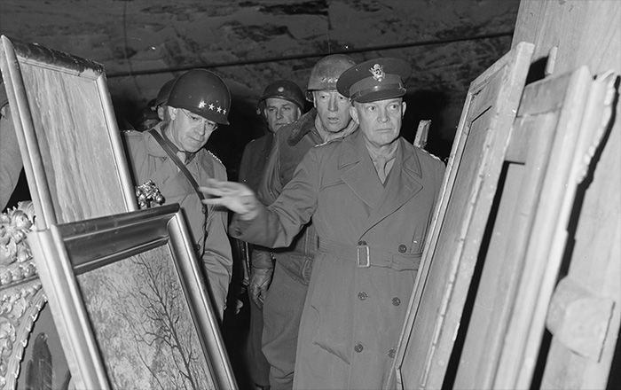 Eisenhower inspecting art treasures stolen by Germans