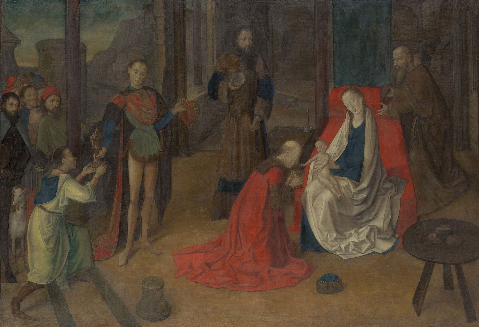 A painting of the Adoration of the Magi in which Three Black figures can be seen.