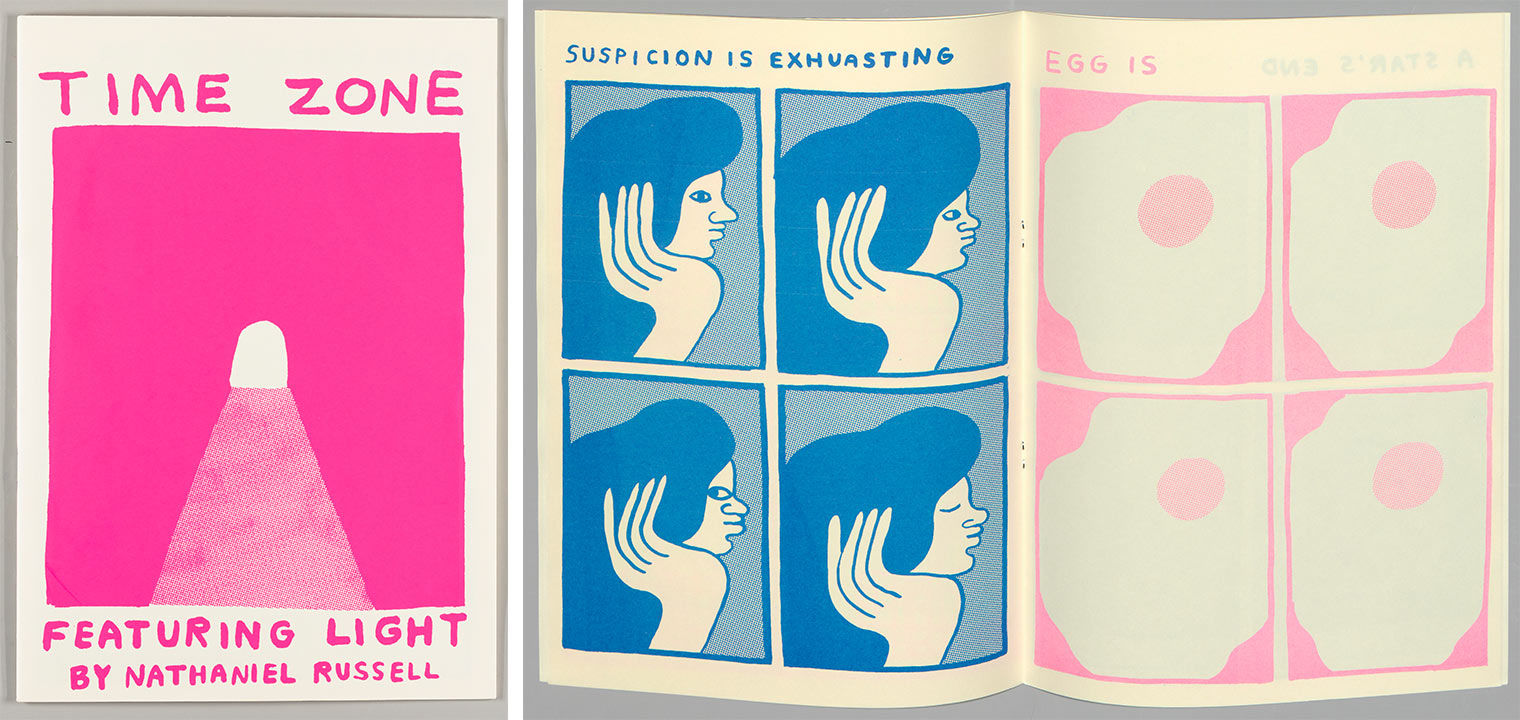 Pink cover and blue woman and pink eggs
